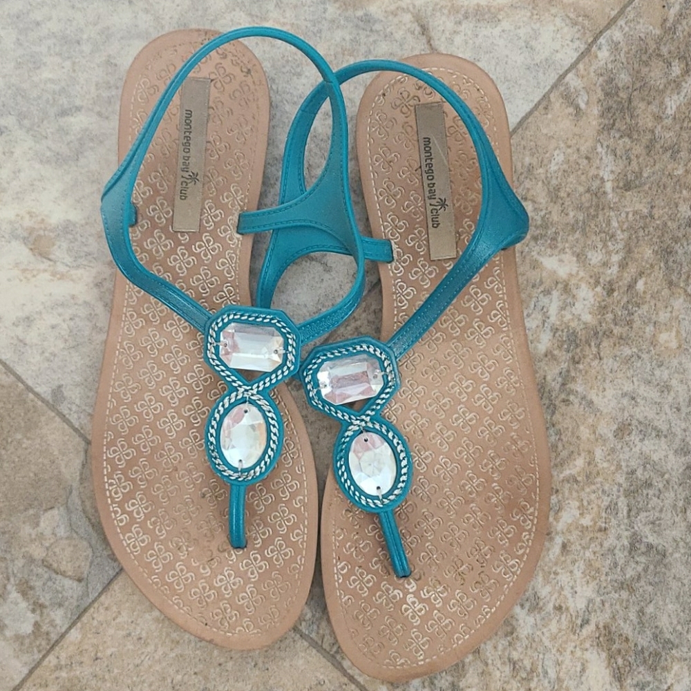 Embellished Teal Sandals